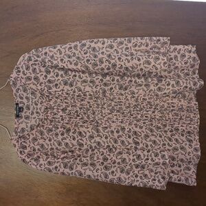 Roz & Ali Blush and Black Patterned Blouse